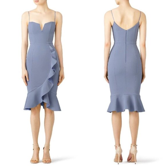 Nicholas Dusty Blue Faux Wrap Midi Dress $695 - Picture 1 of 11